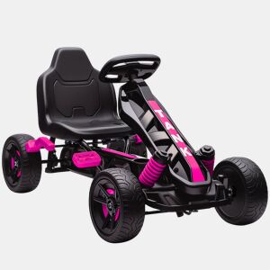 AIYAPLAY Kart a Pedais Infantil 3-6 Anos Go Kart com Embrague Automático, Travão, Rodas EVA Antiderrapantes e Estrutura Metálica, 50 kg, Rosa