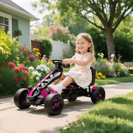 AIYAPLAY Kart a Pedais Infantil 3-6 Anos Go Kart com Embrague Automático, Travão, Rodas EVA Antiderrapantes e Estrutura Metálica, 50 kg, Rosa AIYAPLAY Kart a Pedais Infantil 3-6 Anos Go Kart com Embrague Automático, Travão, Rodas EVA Antiderrapantes e Estrutura Metálica, 50 kg, Rosa