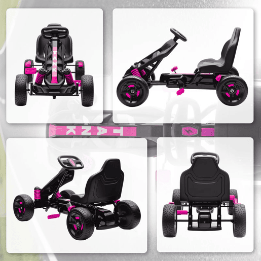 AIYAPLAY Kart a Pedais Infantil 3-6 Anos Go Kart com Embrague Automático, Travão, Rodas EVA Antiderrapantes e Estrutura Metálica, 50 kg, Rosa AIYAPLAY Kart a Pedais Infantil 3-6 Anos Go Kart com Embrague Automático, Travão, Rodas EVA Antiderrapantes e Estrutura Metálica, 50 kg, Rosa