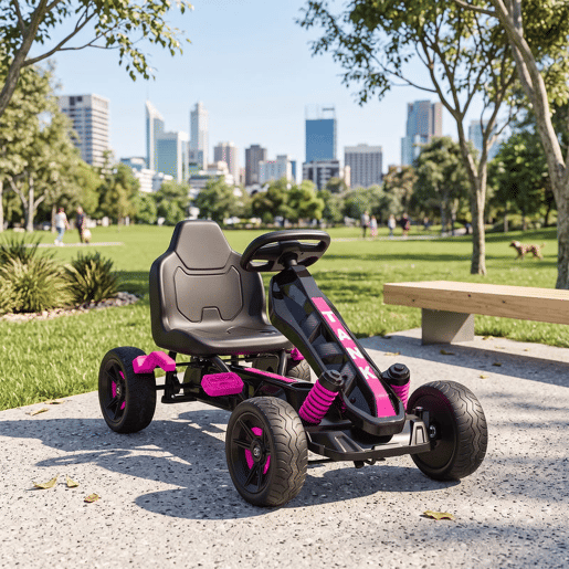 AIYAPLAY Kart a Pedais Infantil 3-6 Anos Go Kart com Embrague Automático, Travão, Rodas EVA Antiderrapantes e Estrutura Metálica, 50 kg, Rosa AIYAPLAY Kart a Pedais Infantil 3-6 Anos Go Kart com Embrague Automático, Travão, Rodas EVA Antiderrapantes e Estrutura Metálica, 50 kg, Rosa