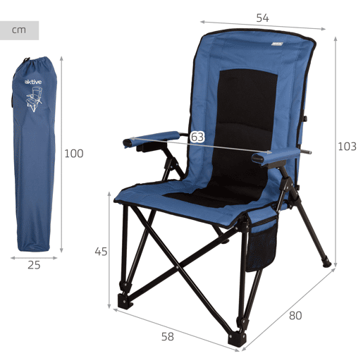 Aktive Pack 2 cadeiras altas de camping 54x80x103 cm com bolsos