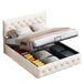 Cama con almacenamiento, cabecero capitoné y somier 167x202 Cama con almacenamiento, cabecero capitoné y somier 167x202 Beige