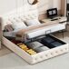 Cama con almacenamiento, cabecero capitoné y somier 167x202 Cama con almacenamiento, cabecero capitoné y somier 167x202 Beige