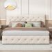 Cama con almacenamiento, cabecero capitoné y somier 167x202 Cama con almacenamiento, cabecero capitoné y somier 167x202 Beige