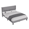 Cama 140x200 cm - linho cinza - cabeceira capitonê moderna - estrutura robusta de ripas - capacidade 800 lbs - montagem rápida
