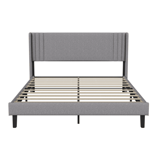 Cama 140x200 cm - linho cinza - cabeceira capitonê moderna - estrutura robusta de ripas - capacidade 800 lbs - montagem rápida Cama 140x200 cm - linho cinza - cabeceira capitonê moderna - estrutura robusta de ripas - capacidade 800 lbs - montagem rápida