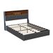 Cama: almacenamiento base y cabecero, LED RGB, puertos USB/Tipo-C 143x216 Cama: almacenamiento base y cabecero, LED RGB, puertos USB/Tipo-C 143x216 Blanco