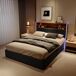 Cama: almacenamiento base y cabecero, LED RGB, puertos USB/Tipo-C 143x216 Cama: almacenamiento base y cabecero, LED RGB, puertos USB/Tipo-C 143x216 Blanco