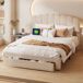 Cama terciopelo USB con cajón en pie de cama Cama terciopelo USB con cajón en pie de cama Beige