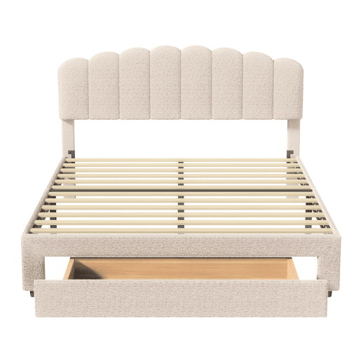 Cama de casal em veludo bege com entrada USB e gaveta aos pés (160x200cm) Cama de casal em veludo bege com entrada USB e gaveta aos pés (160x200cm)