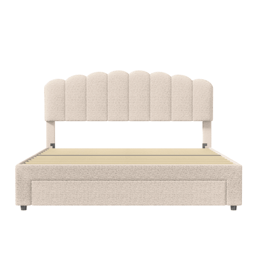 Cama de casal em veludo bege com entrada USB e gaveta aos pés (160x200cm) Cama de casal em veludo bege com entrada USB e gaveta aos pés (160x200cm)