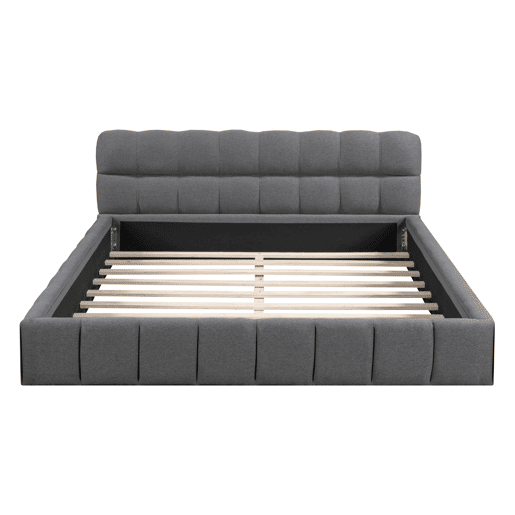 Cama dupla capitonĂȘ 140x200 cm - linho - cabeceira macia e borda estofada - estrado de ripas - adultos e adolescentes - cinza Cama dupla capitonĂȘ 140x200 cm - linho - cabeceira macia e borda estofada - estrado de ripas - adultos e adolescentes - cinza