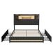 Cama doble: 4 cajones, LED, USB y mesitas de noche 145x207 Cama doble: 4 cajones, LED, USB y mesitas de noche 145x207 Gris