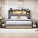 Cama doble: 4 cajones, LED, USB y mesitas de noche 145x207 Cama doble: 4 cajones, LED, USB y mesitas de noche 145x207 Gris