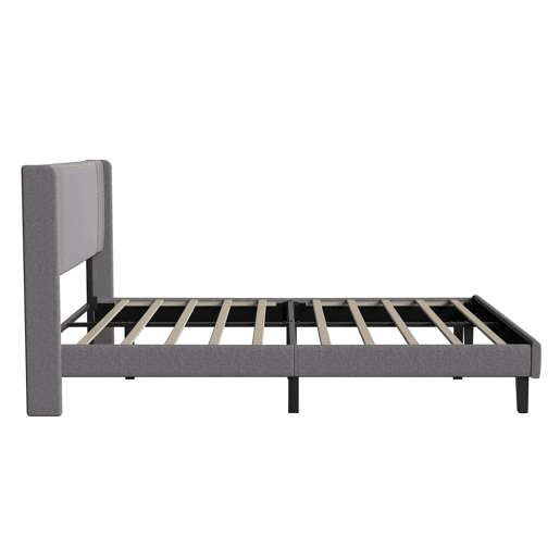 Cama 160x200 cm - linho cinza - cabeceira capitonê moderna - estrado de ripas robusto - capacidade 800 lbs - montagem rápida Cama 160x200 cm - linho cinza - cabeceira capitonê moderna - estrado de ripas robusto - capacidade 800 lbs - montagem rápida