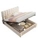 Cama con almacenamiento, luces LED y base de láminas 164x205 Cama con almacenamiento, luces LED y base de láminas 164x205 Beige