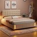 Cama con almacenamiento, luces LED y base de láminas 164x205 Cama con almacenamiento, luces LED y base de láminas 164x205 Beige