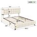 Cama con almacenamiento, luces LED y base de láminas 164x205 Cama con almacenamiento, luces LED y base de láminas 164x205 Beige