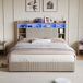 Cama: 4 cajones, LED, USB/Tipo-C, mesitas de noche 164x221 Cama: 4 cajones, LED, USB/Tipo-C, mesitas de noche 164x221 Beige