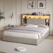 Cama: 4 cajones, LED, USB/Tipo-C, mesitas de noche 164x221 Cama: 4 cajones, LED, USB/Tipo-C, mesitas de noche 164x221 Beige