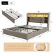 Cama: 4 cajones, LED, USB/Tipo-C, mesitas de noche 164x221 Cama: 4 cajones, LED, USB/Tipo-C, mesitas de noche 164x221 Beige