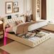 Cama metal USB LED, somier hidráulico lamas y almacenaje 165x212 Cama metal USB LED, somier hidráulico lamas y almacenaje 165x212 Beige