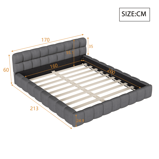 Cama dupla capitonĂȘ 160x200 cm - linho - cabeceira macia e borda estofada - estrado de ripas - adultos e adolescentes - cinza Cama dupla capitonĂȘ 160x200 cm - linho - cabeceira macia e borda estofada - estrado de ripas - adultos e adolescentes - cinza