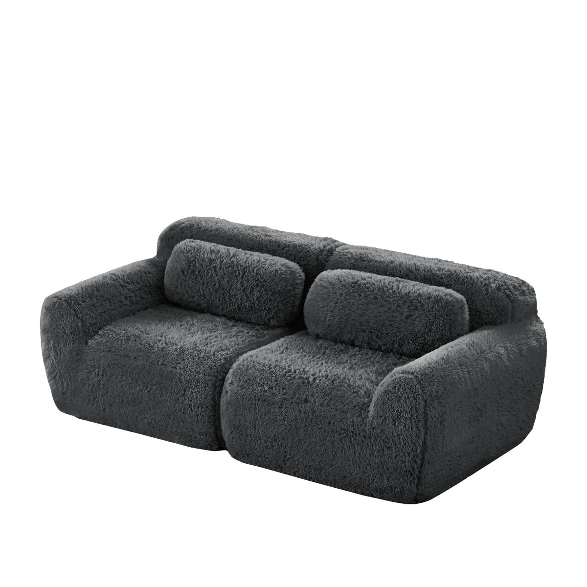 Sofá modular en tela de felpa con cojines, no requiere montaje
