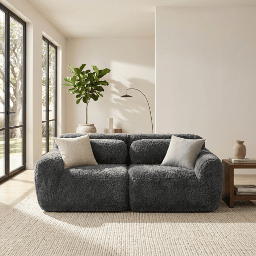 Sofá Modular em Tecido de Peluche u2014 Sem Necessidade de Montagem (RIFTINFINITE)