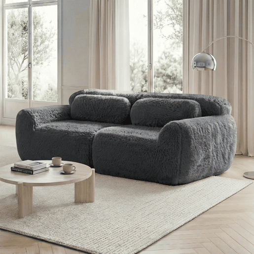 Sofá Modular em Tecido de Peluche u2014 Sem Necessidade de Montagem (RIFTINFINITE)