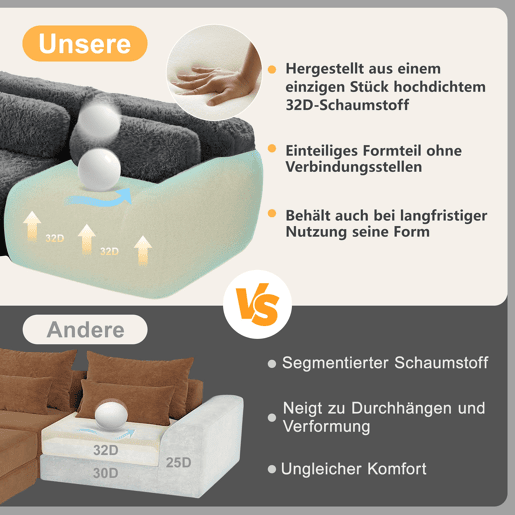Sofá Modular em Tecido de Peluche u2014 Sem Necessidade de Montagem (RIFTINFINITE)