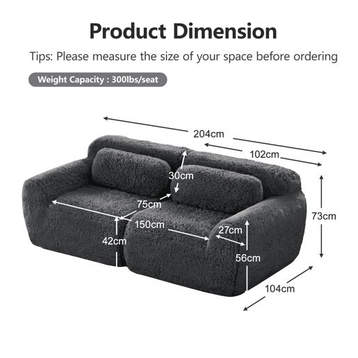 Sofá Modular em Tecido de Peluche u2014 Sem Necessidade de Montagem (RIFTINFINITE)