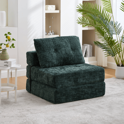 Poltrona Cama Dobrável em Chenille com Almofadas u2013 INFINITELOTH Poltrona Cama Dobrável em Chenille com Almofadas u2013 INFINITELOTH