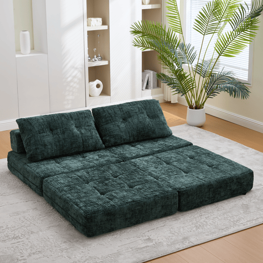 Poltrona Cama Dobrável em Chenille com Almofadas u2013 INFINITELOTH Poltrona Cama Dobrável em Chenille com Almofadas u2013 INFINITELOTH