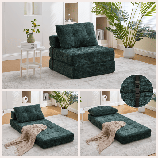 Poltrona Cama Dobrável em Chenille com Almofadas u2013 INFINITELOTH Poltrona Cama Dobrável em Chenille com Almofadas u2013 INFINITELOTH