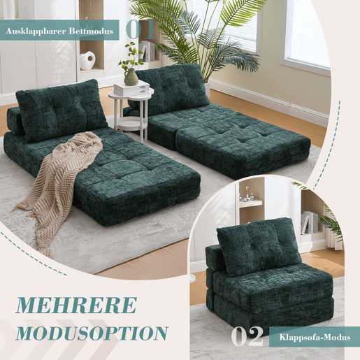 Poltrona Cama Dobrável em Chenille com Almofadas u2013 INFINITELOTH Poltrona Cama Dobrável em Chenille com Almofadas u2013 INFINITELOTH