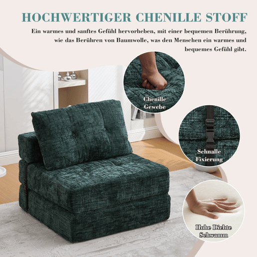 Poltrona Cama Dobrável em Chenille com Almofadas u2013 INFINITELOTH Poltrona Cama Dobrável em Chenille com Almofadas u2013 INFINITELOTH