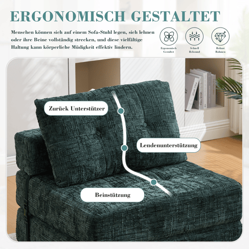 Poltrona Cama Dobrável em Chenille com Almofadas u2013 INFINITELOTH Poltrona Cama Dobrável em Chenille com Almofadas u2013 INFINITELOTH