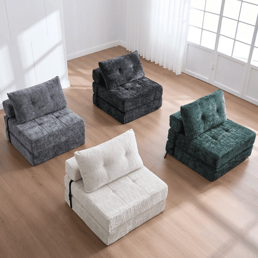 Poltrona Cama Dobrável em Chenille com Almofadas u2013 INFINITELOTH Poltrona Cama Dobrável em Chenille com Almofadas u2013 INFINITELOTH