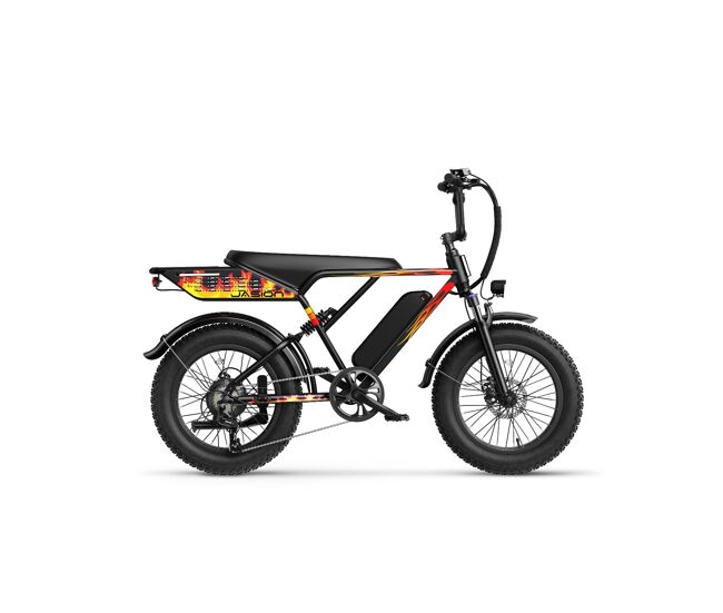 Jasion retrovolt e-bike - neumáticos de 20 batería 48v12.5ah frenos mecánicos - negro llama