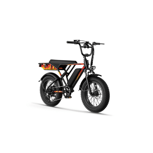 Bicicleta Elétrica JASION RetroVolt - 48V12.5AH Pneus De 20 Polegadas Travões Mecânicos - Preto Flamejante Bicicleta Elétrica JASION RetroVolt - 48V12.5AH Pneus De 20 Polegadas Travões Mecânicos - Preto Flamejante
