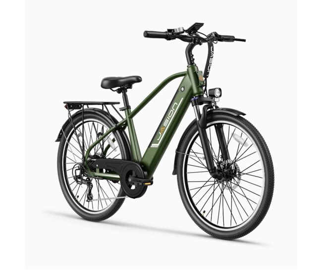 E-bike jasion eb5 roamer - batería 48v10ah neumáticos de 26 pulgadas frenos mecánicos de disco - verde
