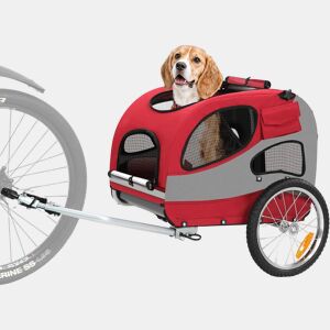 Sepnine 10801 Reboque para Pets u2013 Dobrável, Respirável, 3 Bolsos - Vermelho