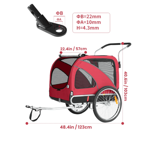 Trailer Pet Sepnine 10202B Dobrável 40KG à Prova d'Água 50cm - Vermelho Trailer Pet Sepnine 10202B Dobrável 40KG à Prova d'Água 50cm - Vermelho