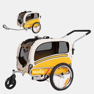 Carrinho Pet Trailer Sepnine 20303B Dobrável 30KG, Rodas 40cm - Amarelo