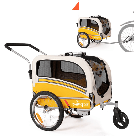 Carrinho Pet Trailer Sepnine 20303B Dobrável 30KG, Rodas 40cm - Amarelo