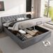 Cama de matrimonio de terciopelo Cama de matrimonio de terciopelo Gris