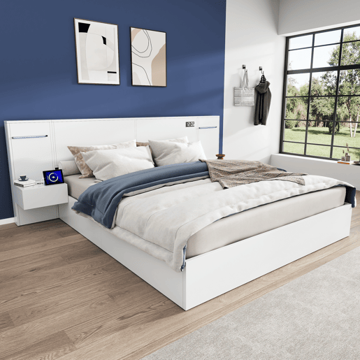 Cama de casal de mdf 160x200 cm,branco Cama de casal de mdf 160x200 cm,branco
