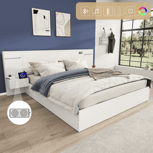 Cama de casal de mdf 160x200 cm,branco Cama de casal de mdf 160x200 cm,branco