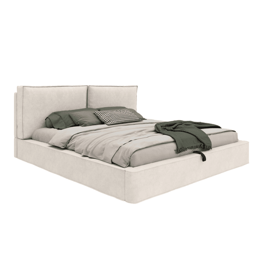 Cama de casal de tecido 160x200 cm com armazenamento,bege Cama de casal de tecido 160x200 cm com armazenamento,bege